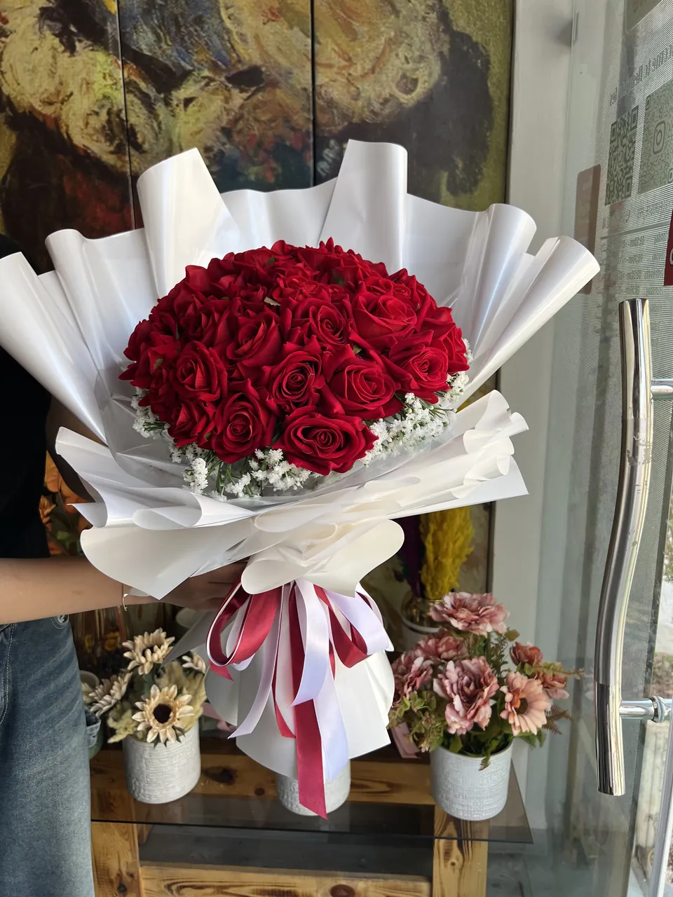 Pure Passion – Grand bouquet de roses artificielles, vue principale, grand bouquet de roses rouges artificielles